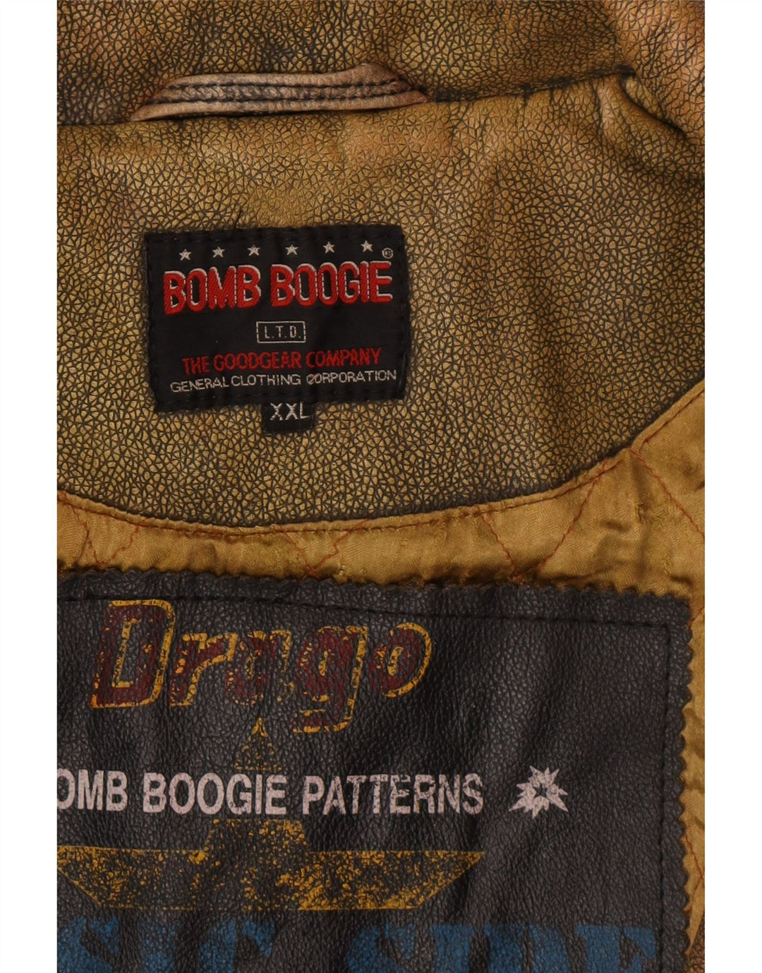 BOMB BOOGIE Veste en cuir pour homme UK 44 2XL Marron Motard en cuir