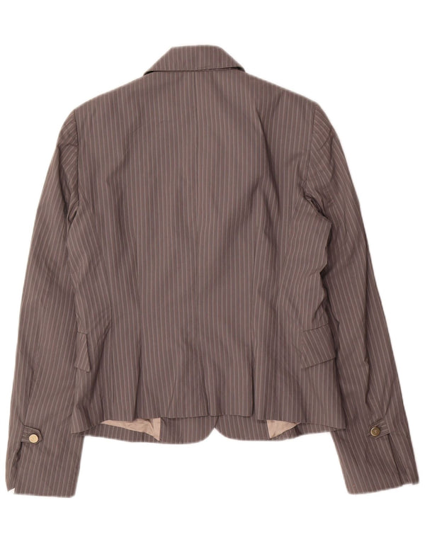 TRUSSARDI Veste Blazer 2 Boutons Femme IT 44 Gris Moyen en Coton à Fines Rayures