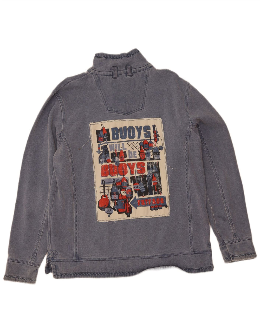 Fat Face Sweat-shirt à col zippé pour homme en coton bleu Taille L