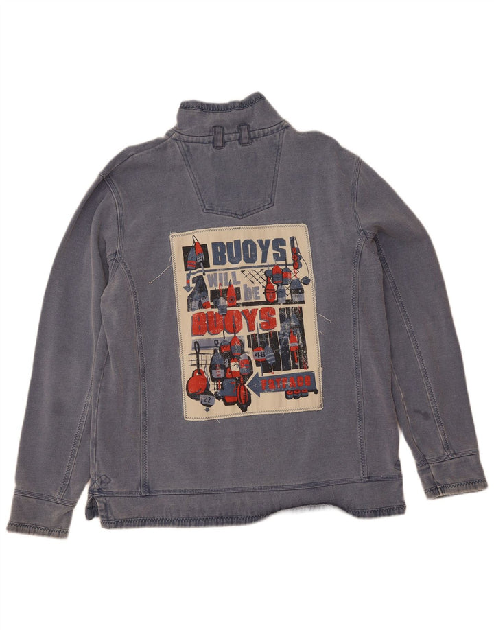 Fat Face Sweat-shirt à col zippé pour homme en coton bleu Taille L