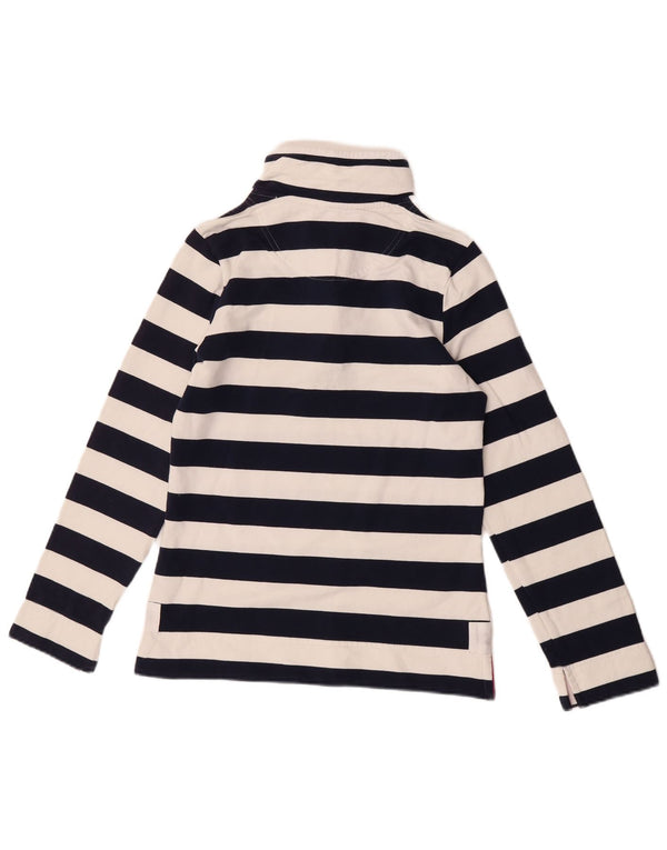 Joules Womens Button Neck Sweatshirt Jumper UK 8 Small Bleu Marine Rayé