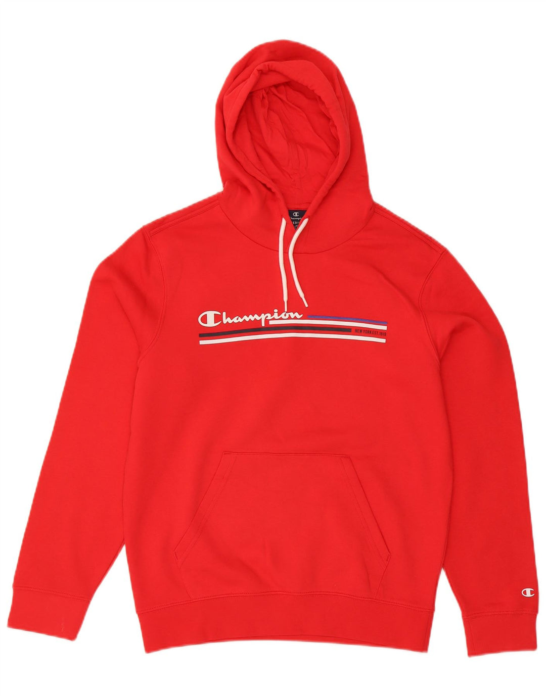 Champion Pull à Capuche Graphique Homme Rouge Moyen Coton Rayé