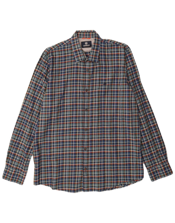Lerros Chemise Stretch XL Bleu Marine Carreaux Homme