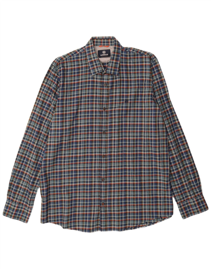 Lerros Chemise Stretch XL Bleu Marine Carreaux Homme