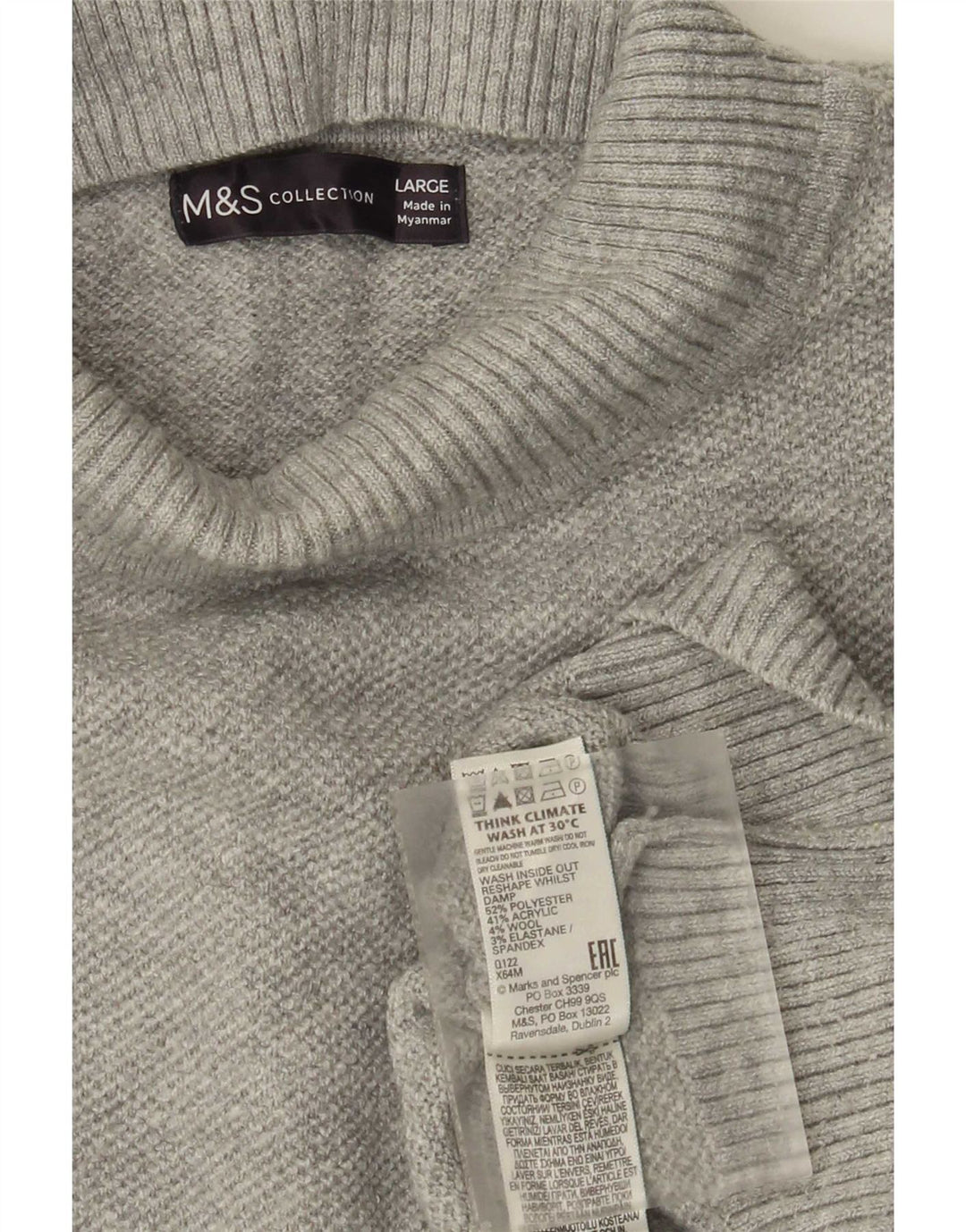 Marks & Spencer Pull col roulé pour femme UK 16 Large Gris