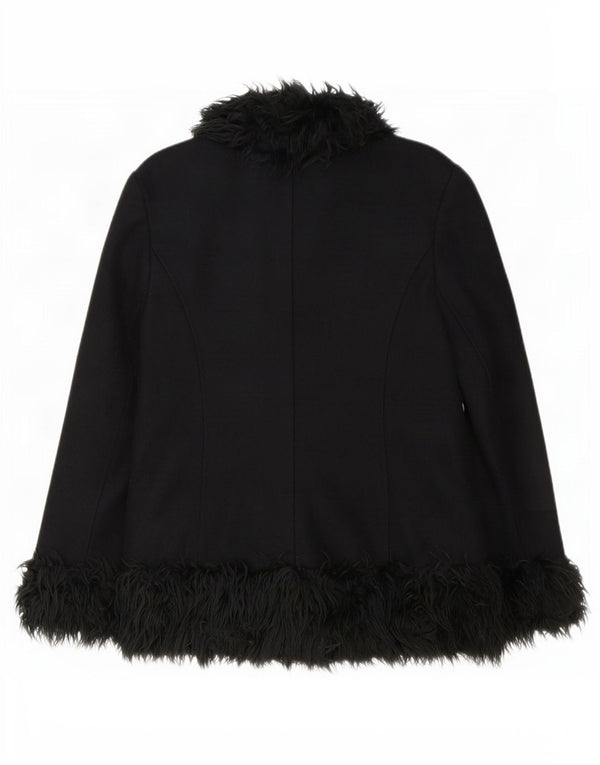 Veste Blazer Ouverte Femme Vintage UK 18 XL Laine Noire