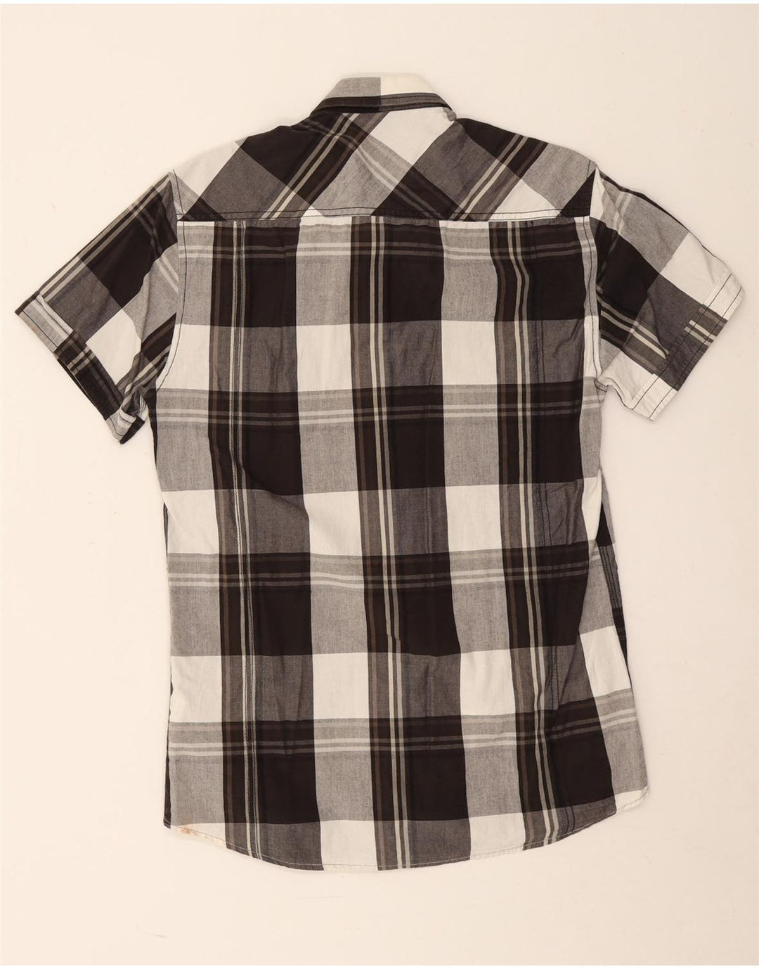 Jack & Jones Chemise à Manches Courtes Homme Noir Moyen à Carreaux Coton
