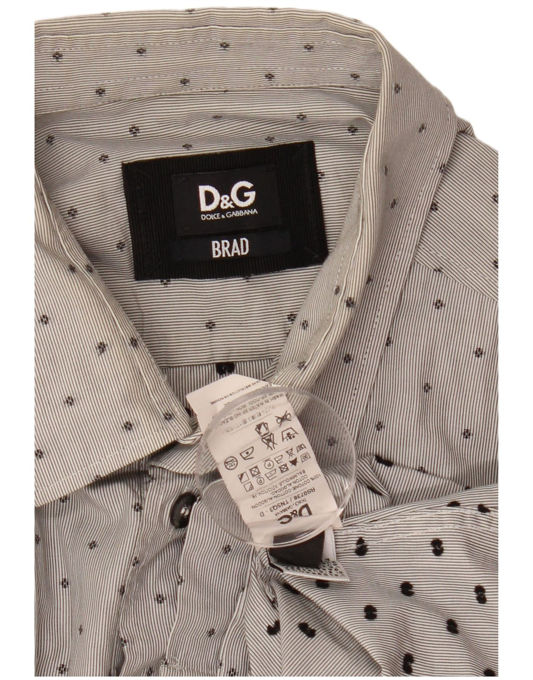 DOLCE & GABBANA Chemise BRAD Homme Gris Moyen Coton Taché