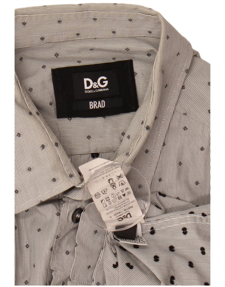 DOLCE & GABBANA Chemise BRAD Homme Gris Moyen Coton Taché