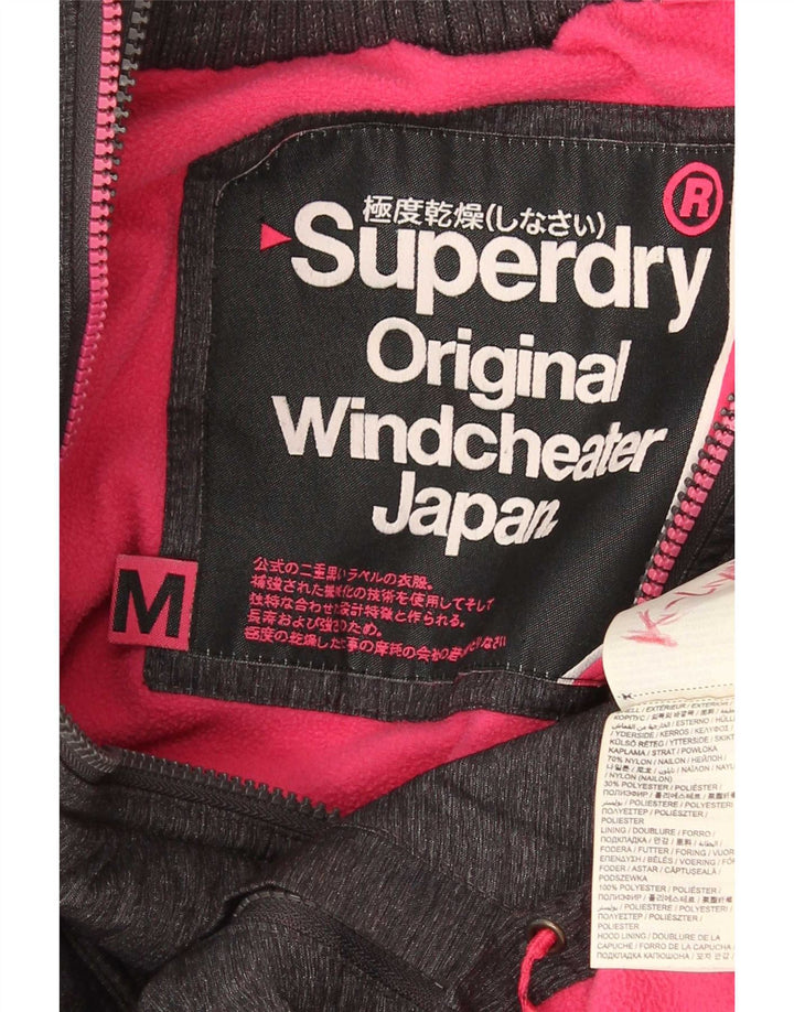 Superdry Veste coupe-vent à capuche Windcheater pour femme UK 14 Gris moyen