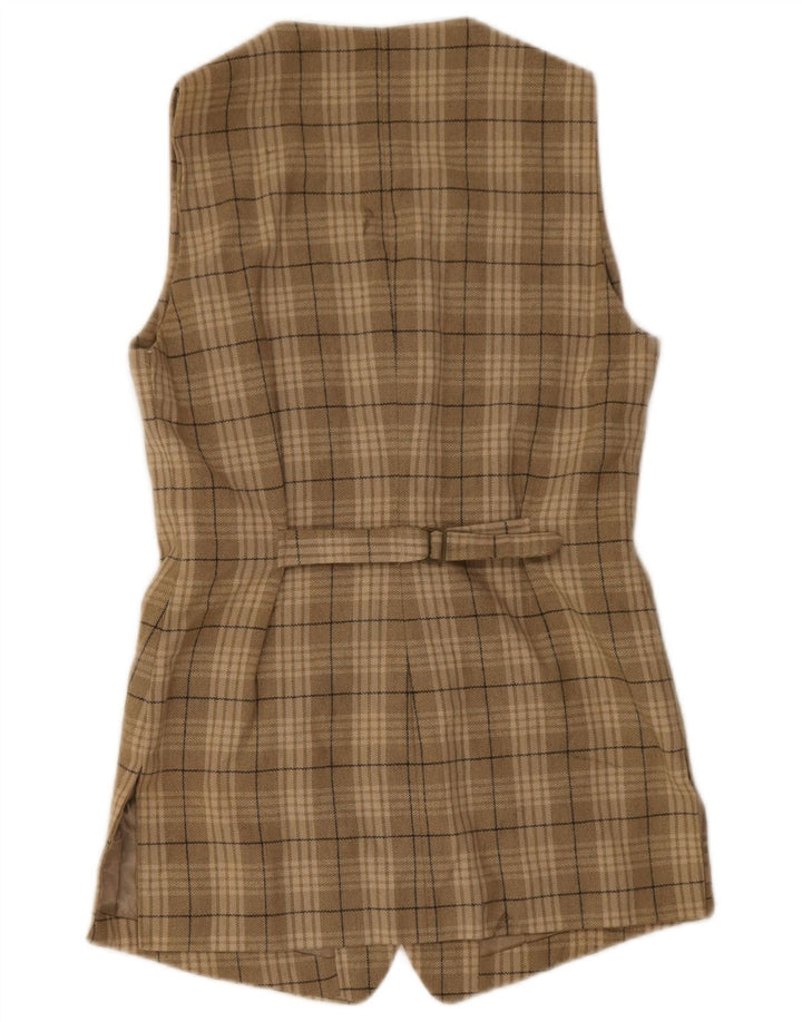 Stefanel Gilet long pour femme IT 42 en coton à carreaux vert moyen