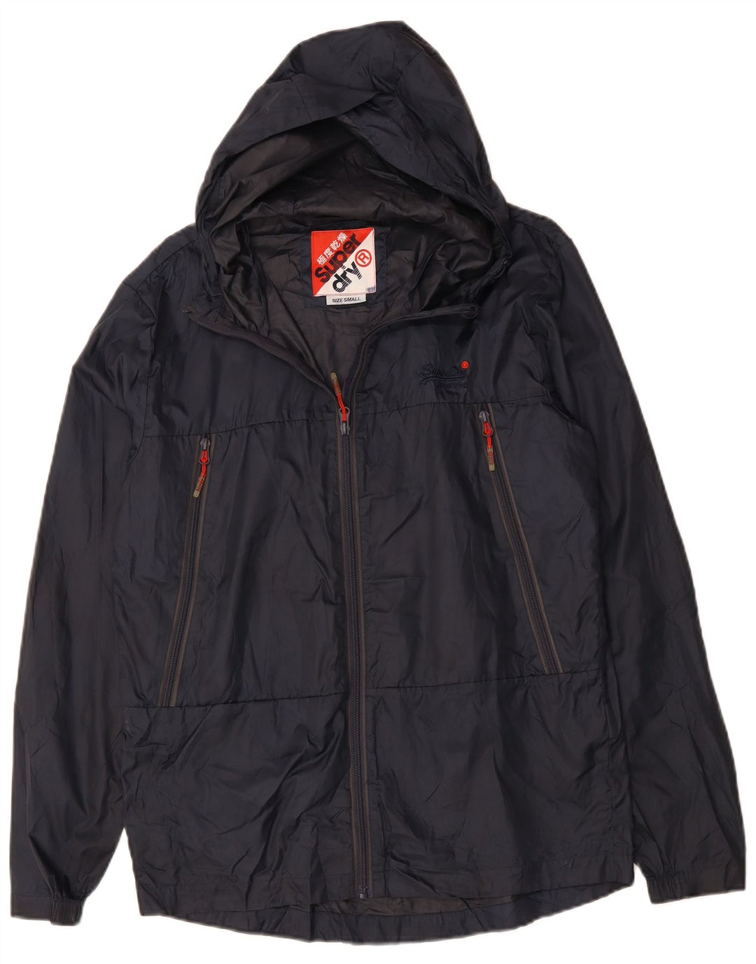 SUPERDRY Veste de pluie à capuche pour homme UK 36 Small Bleu marine