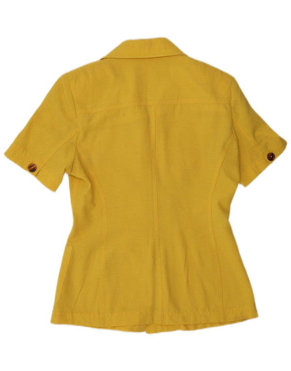 VINTAGE Veste blazer à manches courtes pour femme à 5 boutons IT 44 Jaune moyen