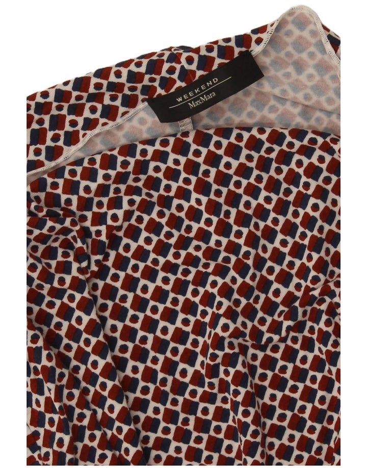 Max Mara Womens Weekend Blouse Top UK 12 Moyen Rouge Géométrique