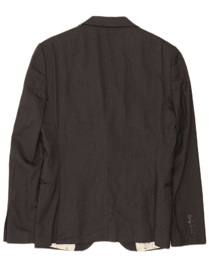 Zara Veste Blazer 2 Boutons Homme EU 46 Petit Gris Polyester