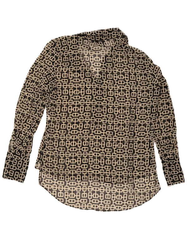 Zara Chemisier surdimensionné à manches longues pour femme UK 6 XS Noir géométrique