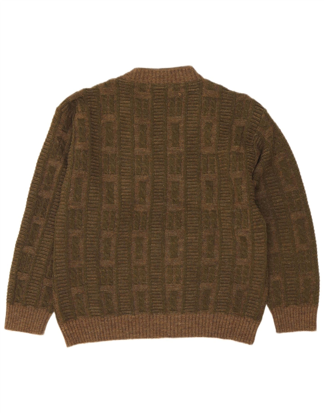 Dei Massimi Pull col V pour homme IT 48 Kaki moyen Argyle/Diamant