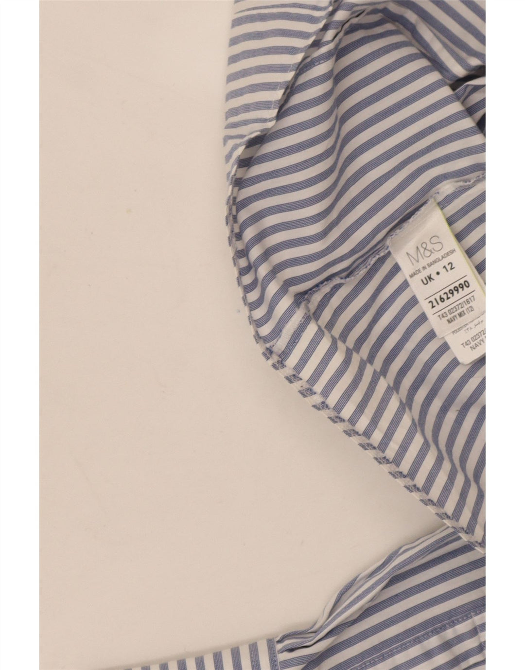 Marks & Spencer Chemise femme UK 12 Coton à fines rayures bleu marine moyen