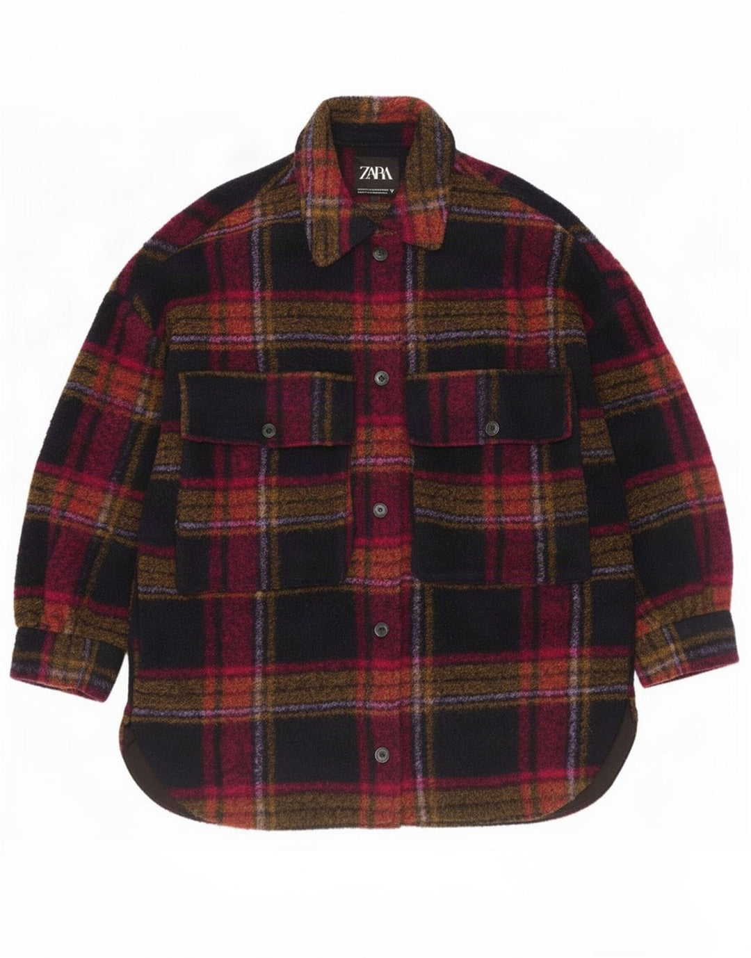 Zara Veste Shacket surdimensionnée pour femme UK 14 à carreaux multicolores moyens