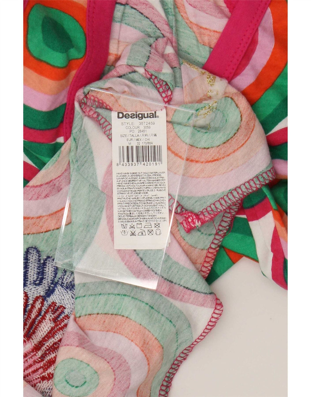Desigual Débardeur Graphique Femme UK 12 Moyen Multicolore Géométrique