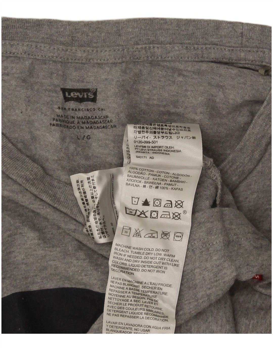 Levi's T-Shirt Graphique Homme Large Gris Moucheté Coton