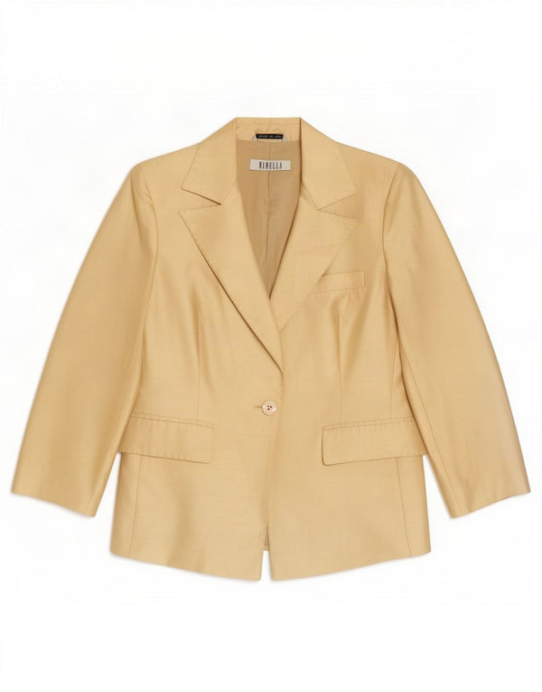 Marella Veste blazer à 1 bouton et manches 3/4 pour femme UK 10 Small Beige Acétate