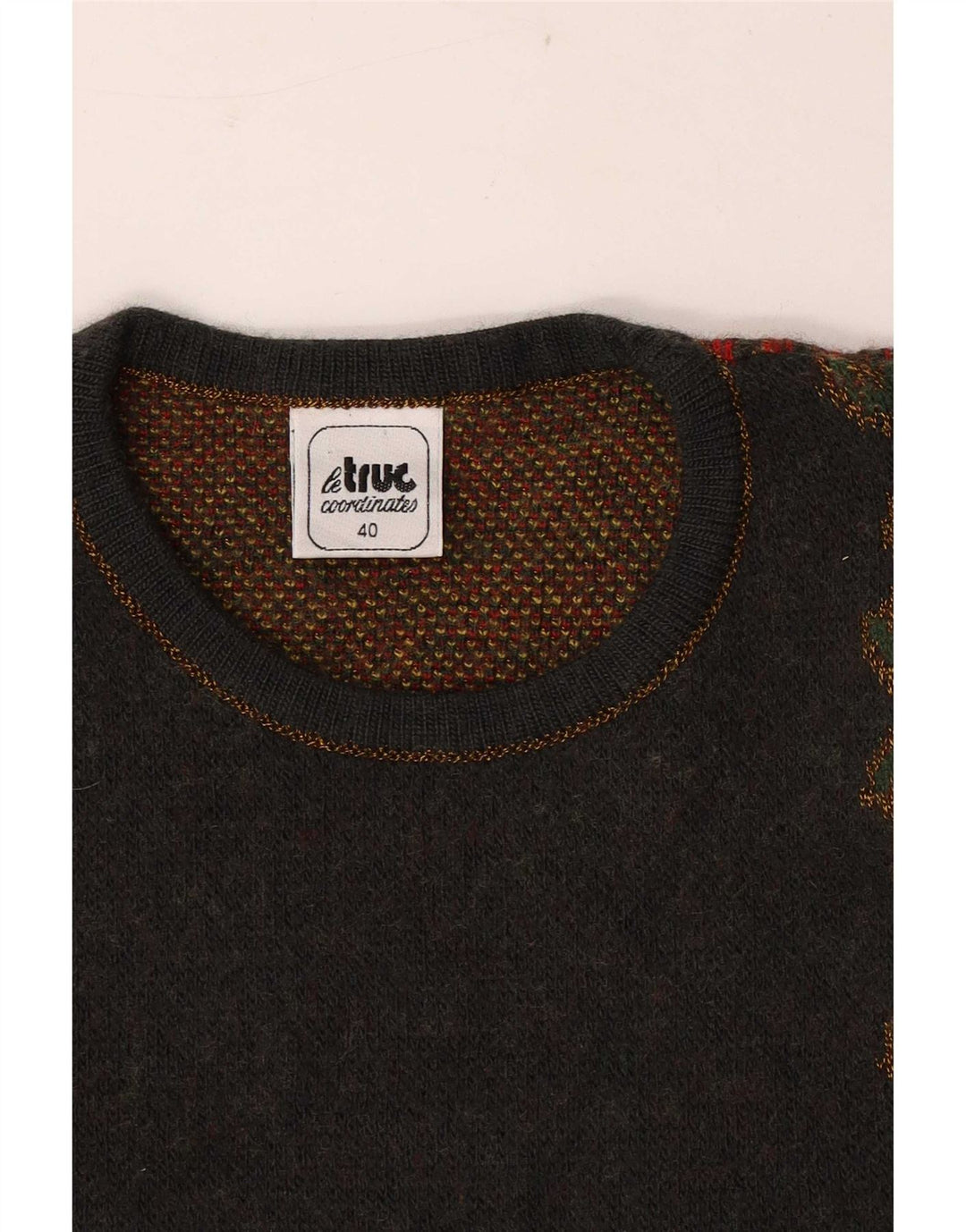 LE TRUC Pull graphique col rond femme IT 40 petit gris patchwork