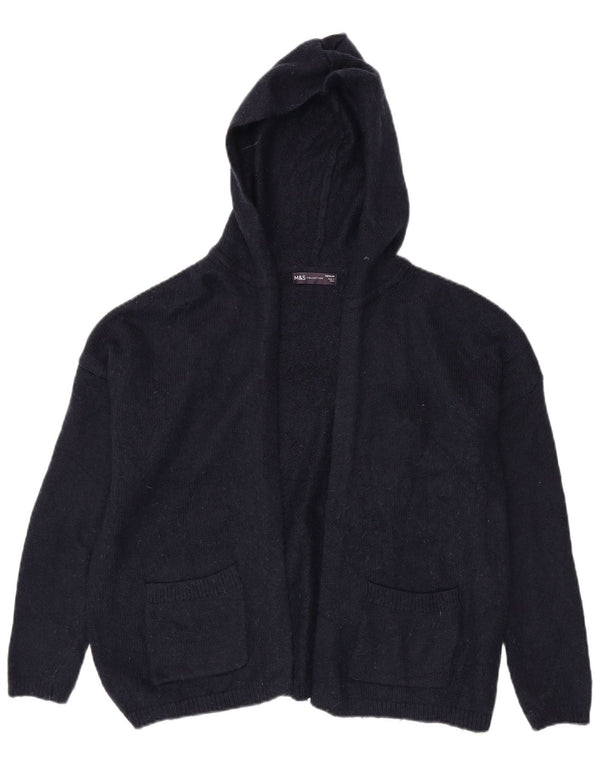 Marks & Spencer Pull cardigan à capuche pour femme UK 14 Bleu marine moyen