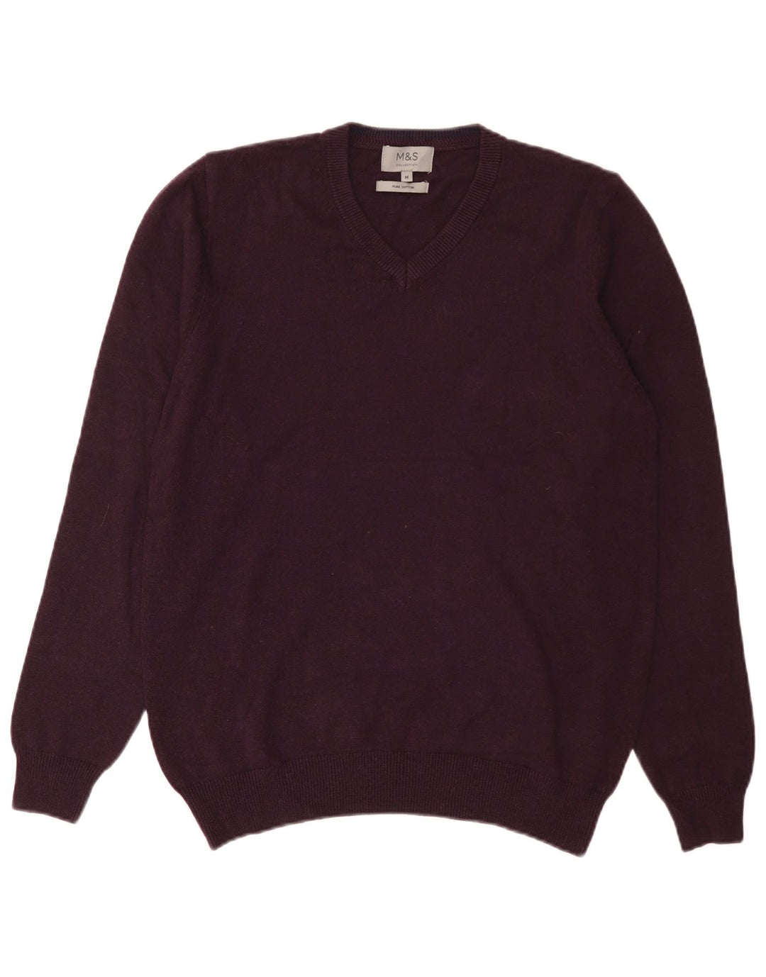 Marks & Spencer Pull col V Homme Violet Moyen Coton