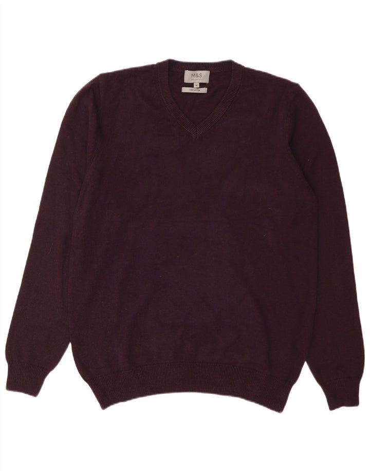 Marks & Spencer Pull col V Homme Violet Moyen Coton
