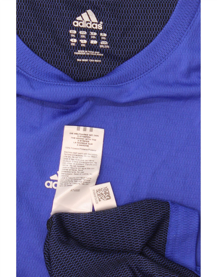 ADIDAS Hommes Climalite T-Shirt Haut 2XL Bleu Polyester