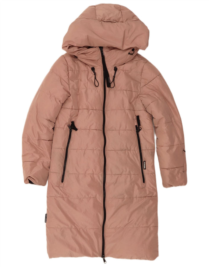 KHUJO Manteau rembourré à capuche surdimensionné pour femme UK 6 XS Rose Polyester