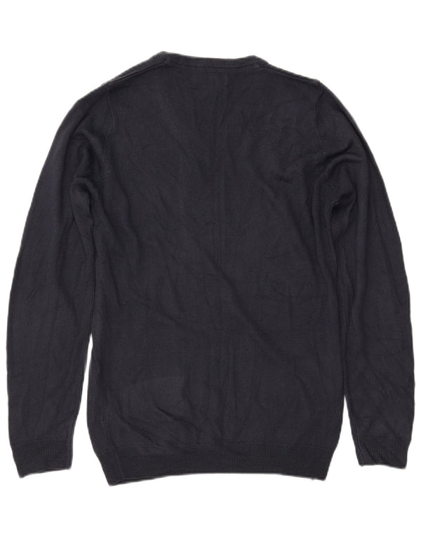 MARKS & SPENCER Pull col en V pour femme UK 10 Petit Bleu Marine Acrylique