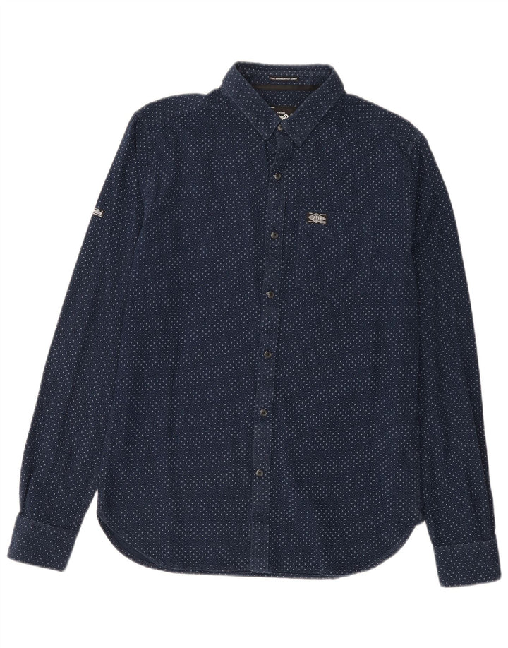SUPERDRY Chemise Homme Bleu Marine Moyen Coton Tacheté