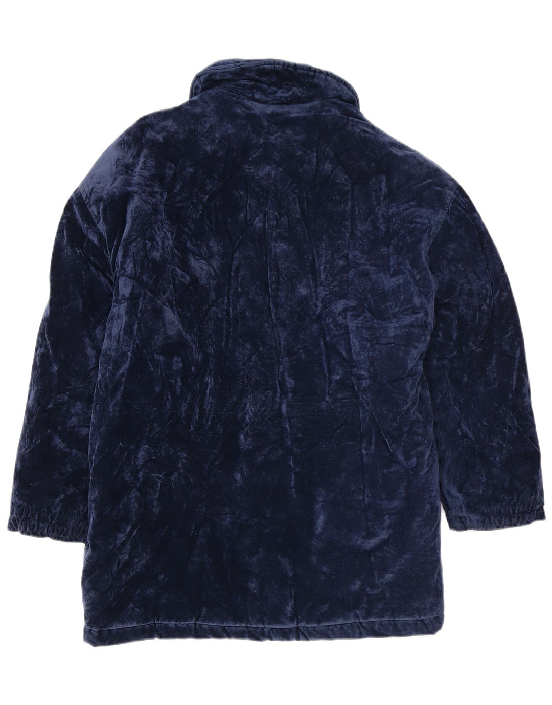vintage Femmes Surdimensionné Velours Coupe-Vent Manteau UK 14 Bleu Marine Moyen