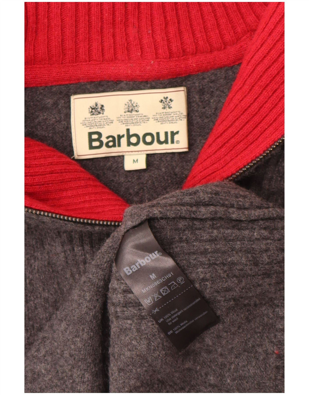 Barbour Pull ample à col zippé pour homme en laine gris moyen