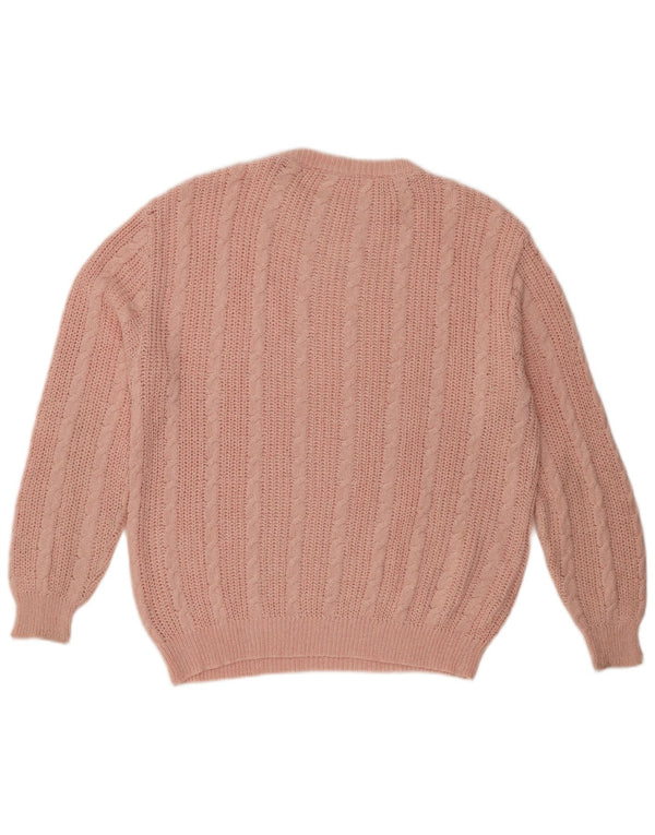 Vintage Womens Crew Neck Jumper Sweater UK 16 Large Pink Cotton
