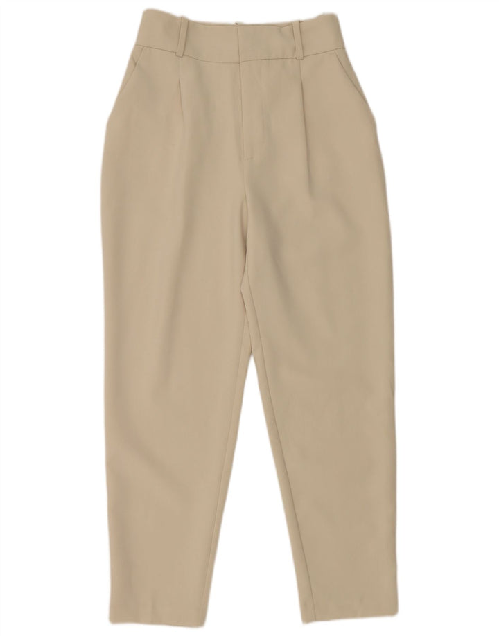 Zara Pantalon De Costume Fuselé Femme Petit W26 L27 Polyester Blanc Cassé