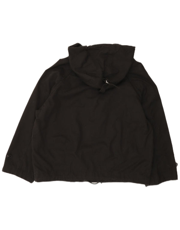 Zara Veste coupe-vent surdimensionnée à capuche pour femme UK 14 en coton noir moyen