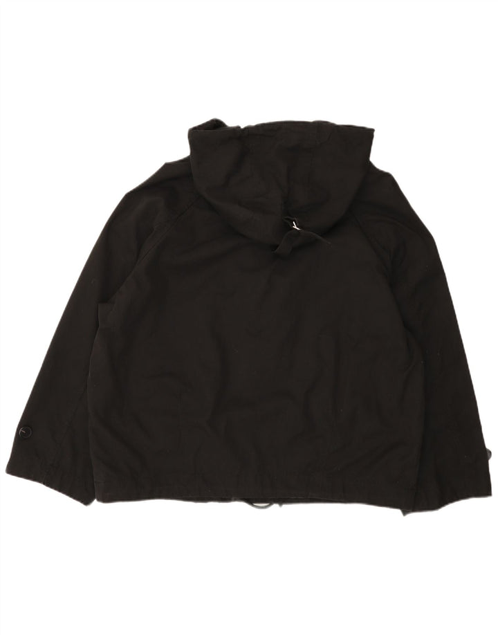 Zara Veste coupe-vent surdimensionnée à capuche pour femme UK 14 en coton noir moyen