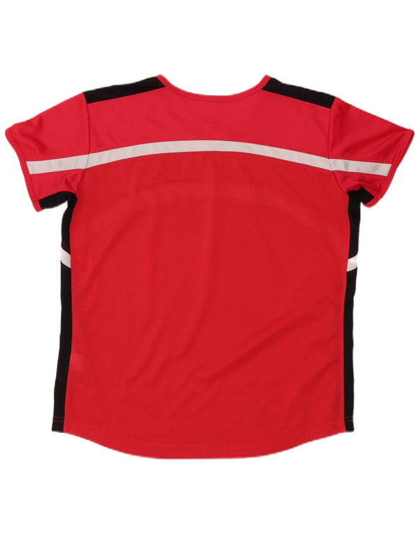 Nike Womens Dri Fit T-Shirt Top US 8/10 Rouge Moyen Polyester Colorblock