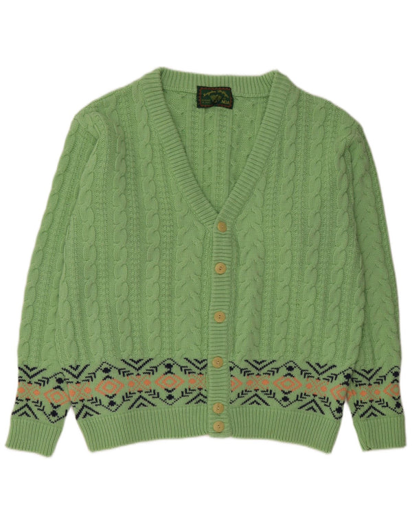 vintage Mens Cardigan Sweater Grande laine verte Fair Isle