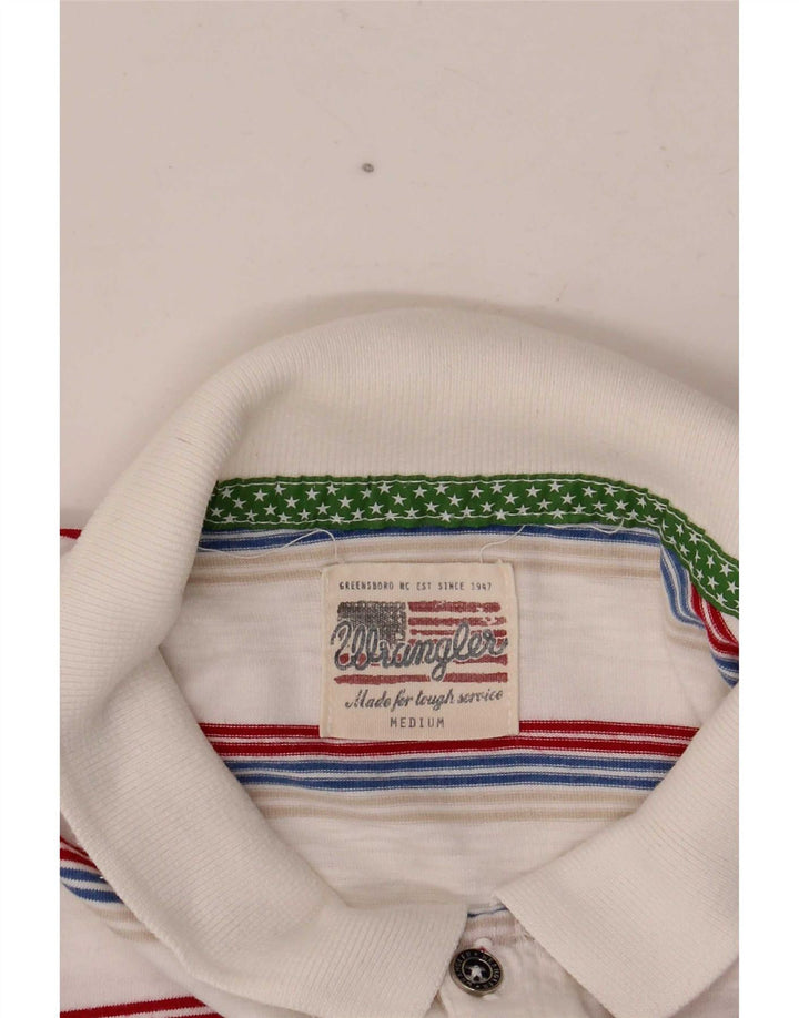 Wrangler Polo Femme UK 12 Medium Blanc Rayé