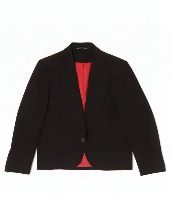 Laura Ashley Veste blazer 1 bouton pour femme UK 16 Large Noir Polyester