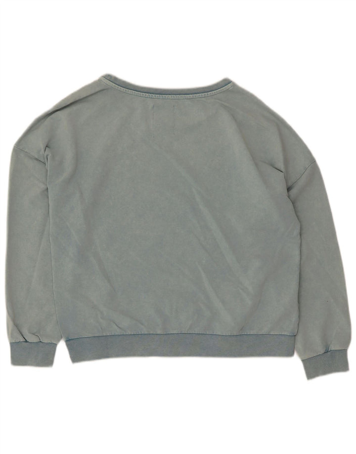 Gaudi Womens Graphic Sweatshirt Jumper UK 14 Bleu Moyen Coton