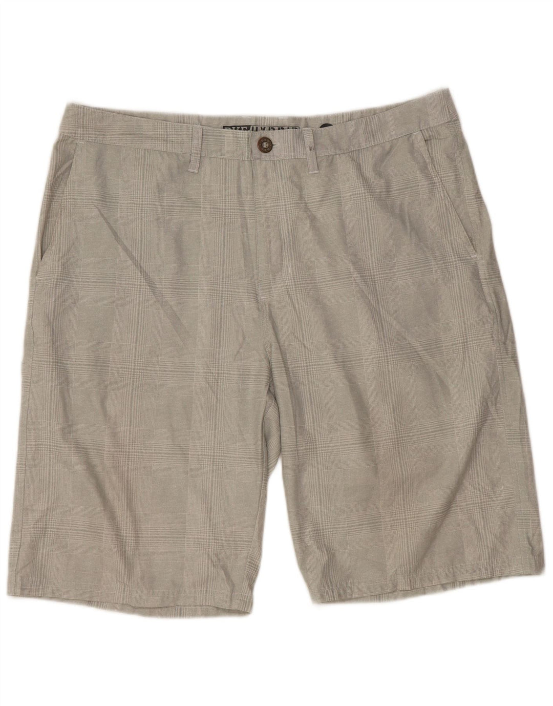 BKE Short chino coupe athlétique pour homme W38 XL Gris à carreaux