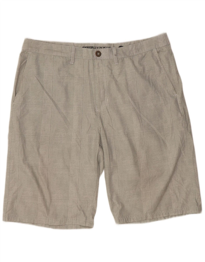 BKE Short chino coupe athlétique pour homme W38 XL Gris à carreaux