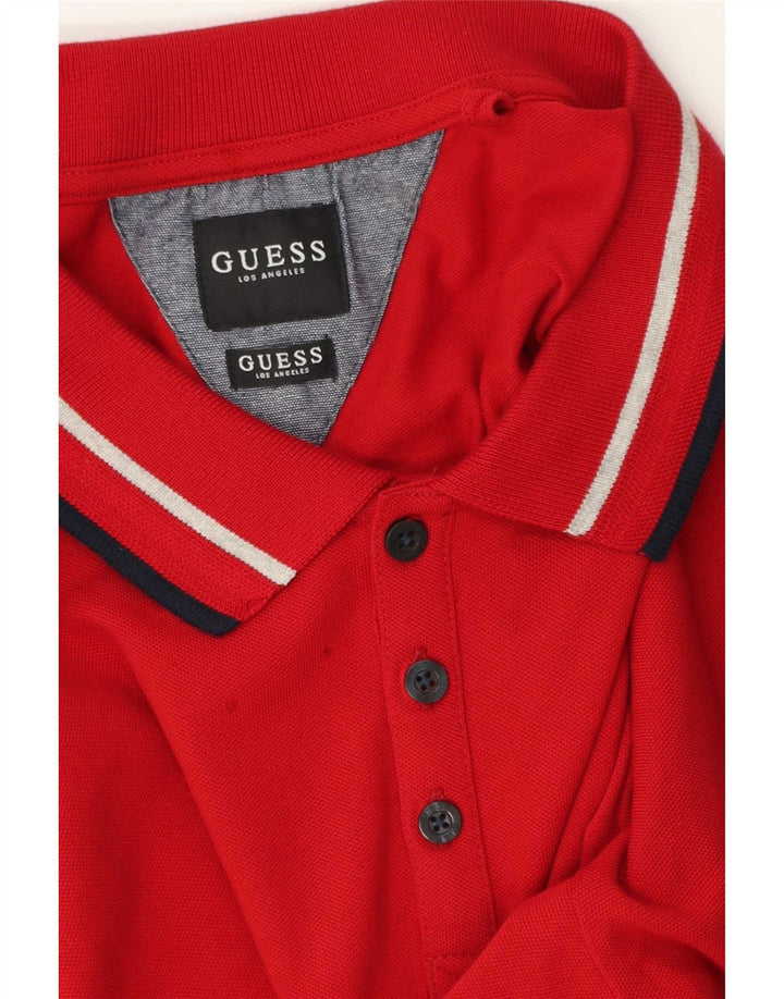 Guess Polo Homme Large Rayé Rouge
