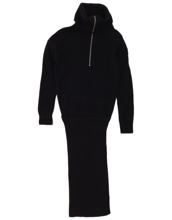 All Saints Robe pull à manches longues et col roulé pour femme UK 10 Small Noir