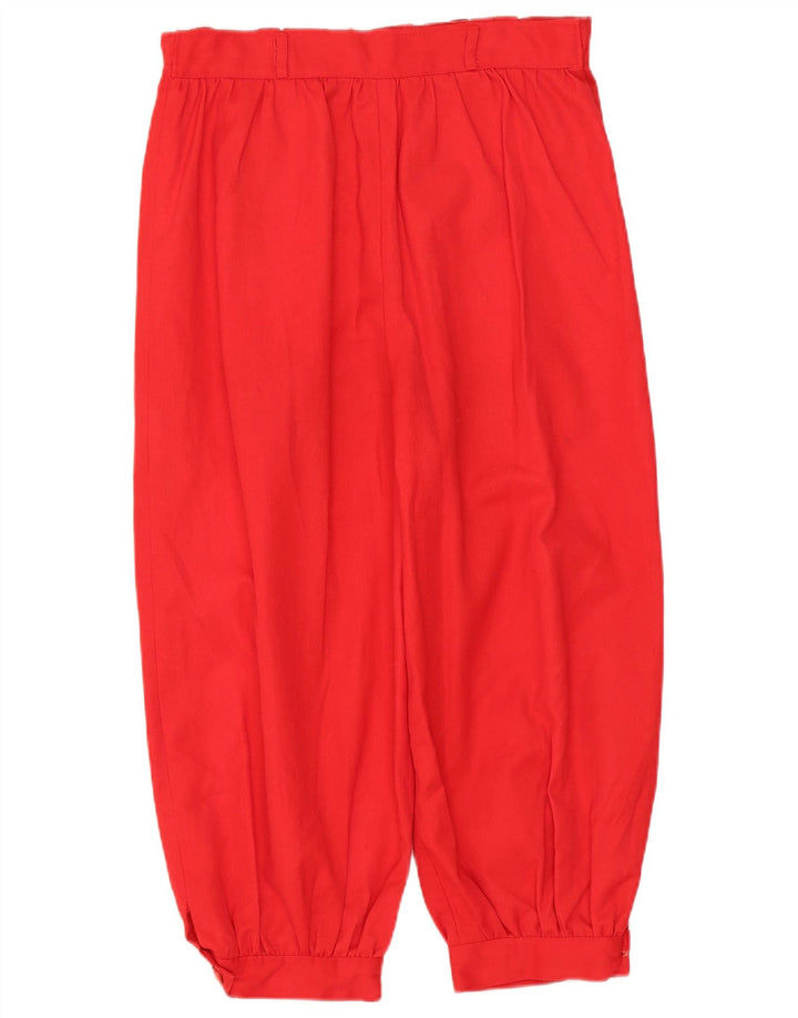 VINTAGE Pantalon Capri Taille Haute Femme W28 L18 Rouge Polyester